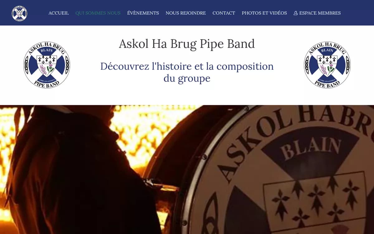 Page « Qui sommes-nous » du site Askol Ha Brug Pipe Band